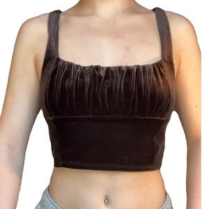 Dark brown velvet blouse